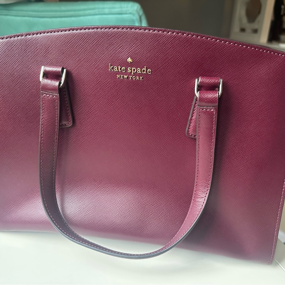 kate spade Burgundy Leather Tote Bag